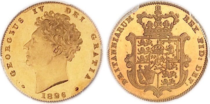 【PCGS PR65 Deep Cameo】イギリス ジョージ4世 1826年 1/2ソブリン 金貨