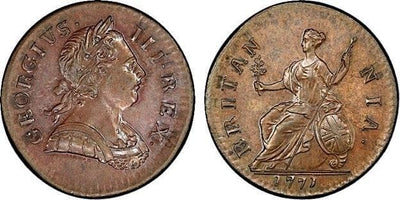 kosuke_dev 【PCGS MS63】イギリス ジョージ3世 1771年 1/2ペニー 銅貨