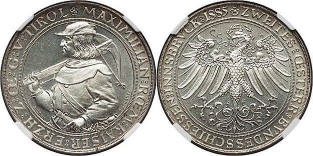 【NGC MS65】オーストリア フランツ・ヨーゼフ1世 1885年 シューティングメダル 銀貨