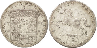 kosuke_dev ドイツ ブラウンシュヴァイク＝リューネブルク 1701年 2/3ターラー（ターレル） 銀貨 AU50-53
