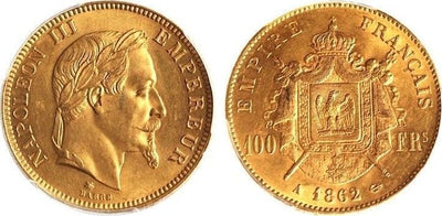 【PCGS MS63】フランス ナポレオン3世 1862年 100フラン 金貨