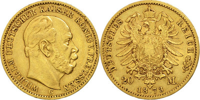 ブランデンブルグ＝プロイセン フリードリヒ・ヴィルヘルム1世 1873年 20マルク 金貨 極美品
