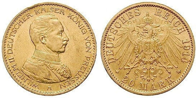 kosuke_dev プロイセン王国 ヴィルヘルム2世 1914年 20マルク 金貨 極美品／準未使用