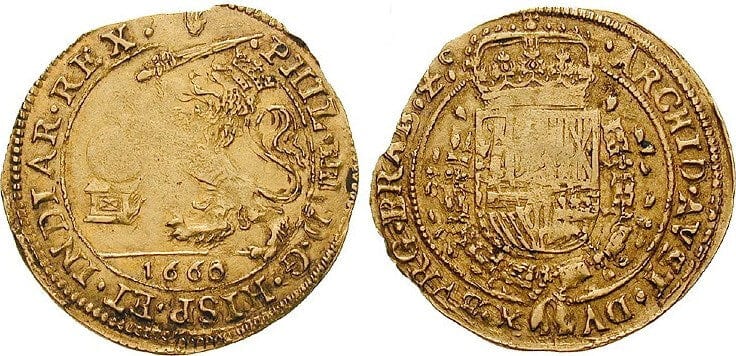 kosuke_dev ベルギー ブラバント フェリペ4世 1660年 スーヴェラン 金貨 美品
