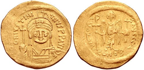 ビザンツ帝国　ユスティニアヌス１世　ソリダス金貨　527-565年　美品
