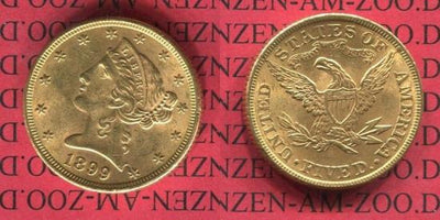 アメリカ　コロネットヘッド金貨　５ドル　1899年 未使用