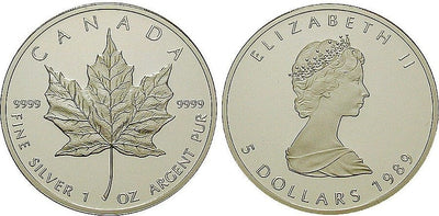kosuke_dev カナダ エリザベス2世 1988年 5ドル 銀貨 MS65-70