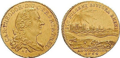 kosuke_dev 神聖ローマ帝国 プファルツ選帝侯領 カール・テオドール 1764年 都市景観 ダカット 金貨 極美品
