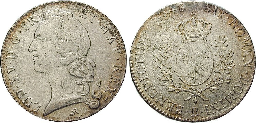 kosuke_dev フランス ルイ15世 1748年 エキュ 銀貨 美品+
