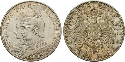 kosuke_dev ドイツ プロイセン王国 ヴィルヘルム2世 1901年 2マルク 銀貨 極美品