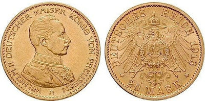 kosuke_dev プロイセン王国 ヴィルヘルム2世 1913年 20マルク 金貨 極美品／準未使用