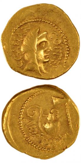 kosuke_dev 共和政ローマ ユリウス・カエサル アウレウス貨 紀元前46年 美品
