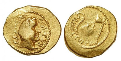 kosuke_dev 共和政ローマ ユリウス・カエサル アウレウス貨 紀元前46年 美品