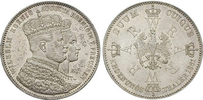 プロイセン王国 ブランデンブルク＝プロイセン ヴィルヘルム1世 1861年 ターラー（ターレル） 銀貨 極美品