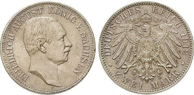 kosuke_dev ドイツ ザクセン アルバート 1912年 2マルク 銀貨 未使用