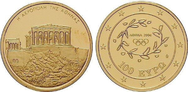 ギリシャ アテネオリンピック 2004年 100ユーロ 金貨 プルーフ 