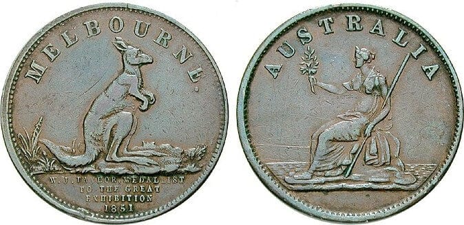 kosuke_dev オーストラリア ヴィクトリア 1851年  トークン 銅貨 美品