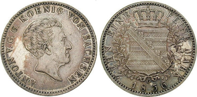 kosuke_dev ザクセン王国 アントン 1836年 コンヴェンションターラー（ターレル） 銀貨 美品／極美品
