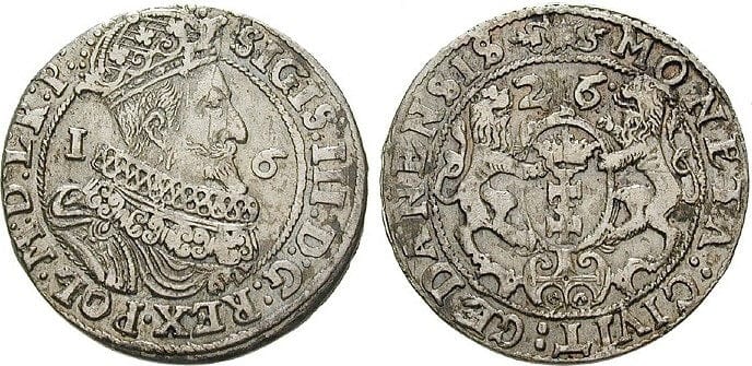 自由都市ダンツィヒ ジグムント3世 1626年 銀貨 美品