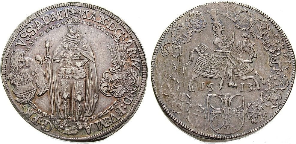 ドイツ マクシミリアン3世・フォン・エスターライヒ 1613年 ターラー（ターレル） 銀貨 美品／極美品