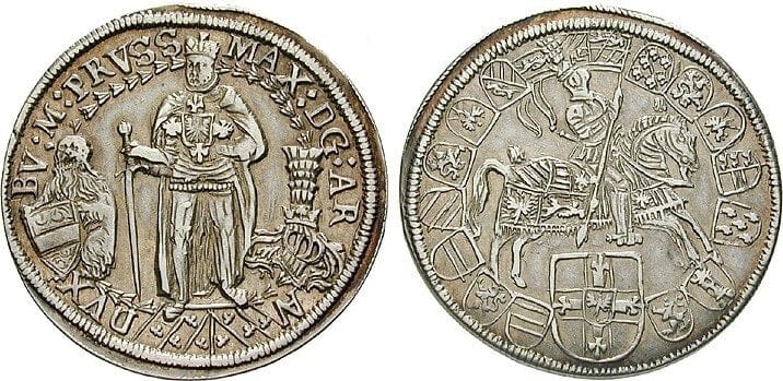 ドイツ マクシミリアン3世・フォン・エスターライヒ 1612-1618年 1/4ターラー（ターレル） 銀貨 美品／極美品