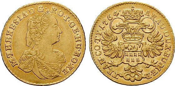 kosuke_dev 神聖ローマ帝国 マリア・テレジア 1764年 ダカット 金貨 美品+