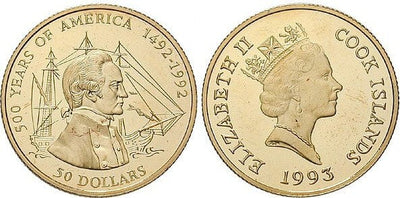 kosuke_dev ニュージーランド クック諸島 エリザベス2世 1993年 50ドル 金貨 プルーフ