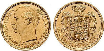 デンマーク フレゼリク8世 1908年 10クローネ 金貨 未使用