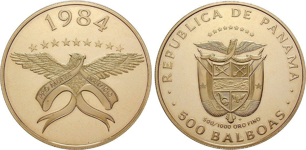 kosuke_dev パナマ共和国 1984年 500バルボア 金貨 プルーフ