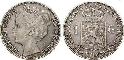 kosuke_dev オランダ ウィルヘルミナ女王 1906年 1グルデン 銀貨 美品