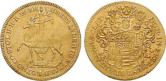 ドイツ シュトルベルク クリストフ・ルートヴィヒ2世 1750年 ダカット 金貨 極美品