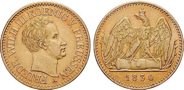 kosuke_dev ブランデンブルク プロイセン フリードリヒ・ヴィルヘルム3世 1830年 Doppelter 金貨 極美品