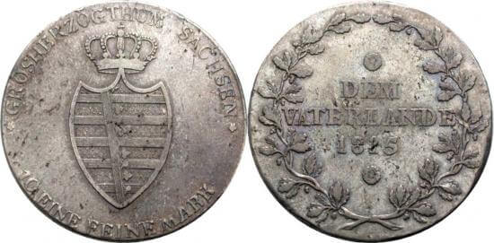 ザクセン・ワイマール・アイゼナハ公国 貢献ターレル硬貨 1815年 美品