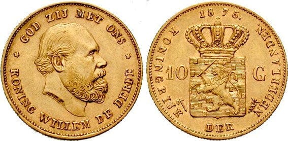 オランダ ウィレム3世 1875-1889年 10グルデン 金貨 美品～極美品 | アンティークコインギャラリア