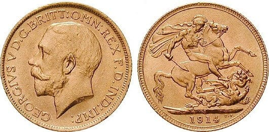 kosuke_dev オーストラリア ジョージ5世 1914年 ソブリン 金貨 未使用