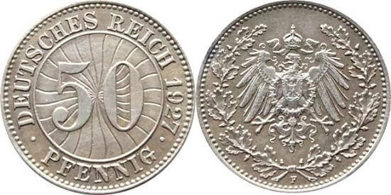 kosuke_dev ワイマール共和国 1927年 50ペニヒ  銀貨 極美品