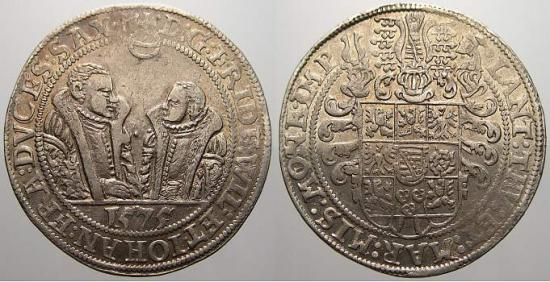 kosuke_dev ザクセン=ワイマール=アイゼナハ公国 1575年 ヨハン・フリードリヒ・ヴィルヘルム ターラー 銀貨 極美品