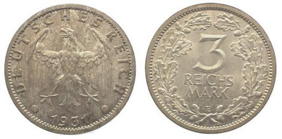 kosuke_dev ワイマール共和国 1931年E 3マルク 銀貨 未使用
