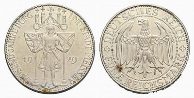 kosuke_dev ワイマール共和国 1929年E マイセン 5マルク 銀貨 極美品-美品