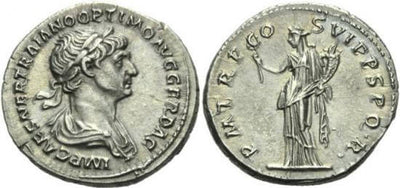 kosuke_dev ローマ帝国 五賢帝時代 トラヤヌス 98-117年 114/117 デナリウス貨 極美品