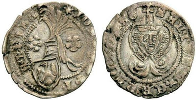 kosuke_dev ローマ帝国 アクイレイア ヨハン・フォン・メーレン 1387-1394年 デナリウス貨 美品