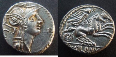 kosuke_dev 共和政ローマ D.JUNIUS アポロ神 紀元前91年 デナリウス貨 極美品