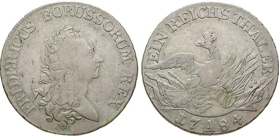 ブランデンブルク=プロイセン フリードリヒ2世 1784年 ライヒスターラー 銀貨 美品