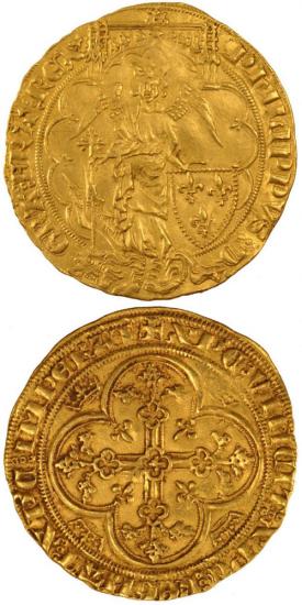 kosuke_dev 中世フランス ヴァロワ朝 フィリップ6世 AD1328-1350年 フラン金貨 準未使用