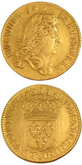 kosuke_dev 中世フランス ブルボン朝 ルイ14世 AD1643-1715年 ルイドール金貨 美品+