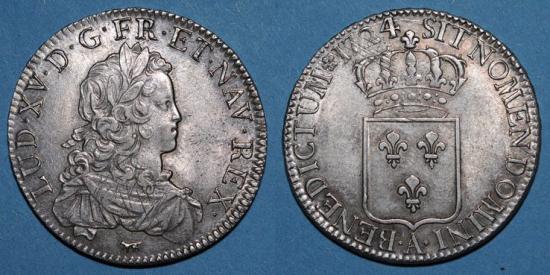 kosuke_dev 中世フランス ブルボン朝 ルイ15世 幼年像 1724年A エキュ銀貨 美品+