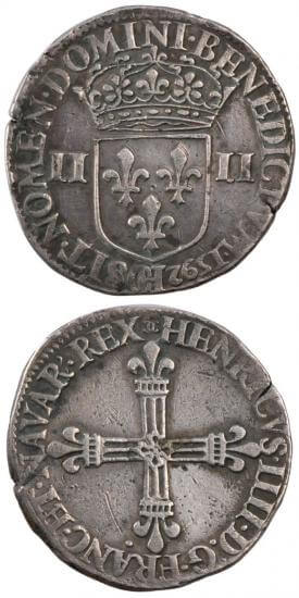 kosuke_dev 中世フランス ブルボン朝 アンリ4世 1592年 エキュ銀貨 美品