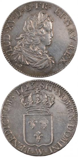 kosuke_dev 中世フランス ブルボン朝 ルイ15世 幼年像 1723年 エキュ銀貨 準未使用