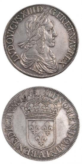kosuke_dev 中世フランス ブルボン朝 ルイ13世 AD1610-1643年 エキュ銀貨 準未使用