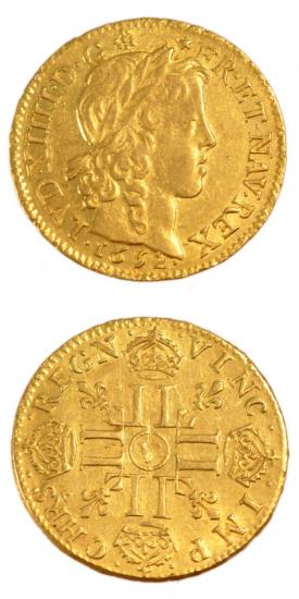 kosuke_dev 中世フランス ブルボン朝 ルイ14世 幼年像 AD1643-1715年 ルイドール金貨 準未使用